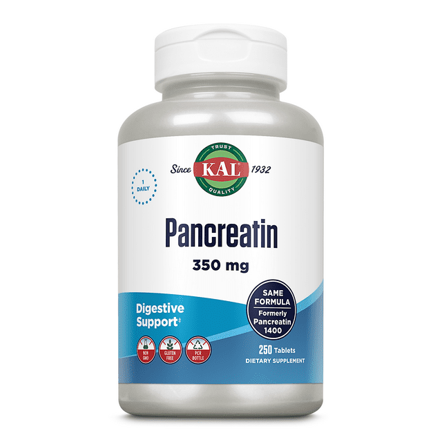 KAL Pancreatin 1400 | Pancreatic Enzymes Amylase, Protease & Lipase to Help Support Healthy Digestion of Carbs, Fats & Proteins | 250 Tablets