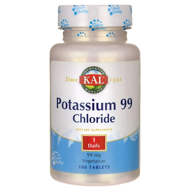 KAL Potassium Chloride 99mg | Nutritive Electrolyte Support for Bones, Heart, Muscles, Nerves | Fast Acting | 100ct