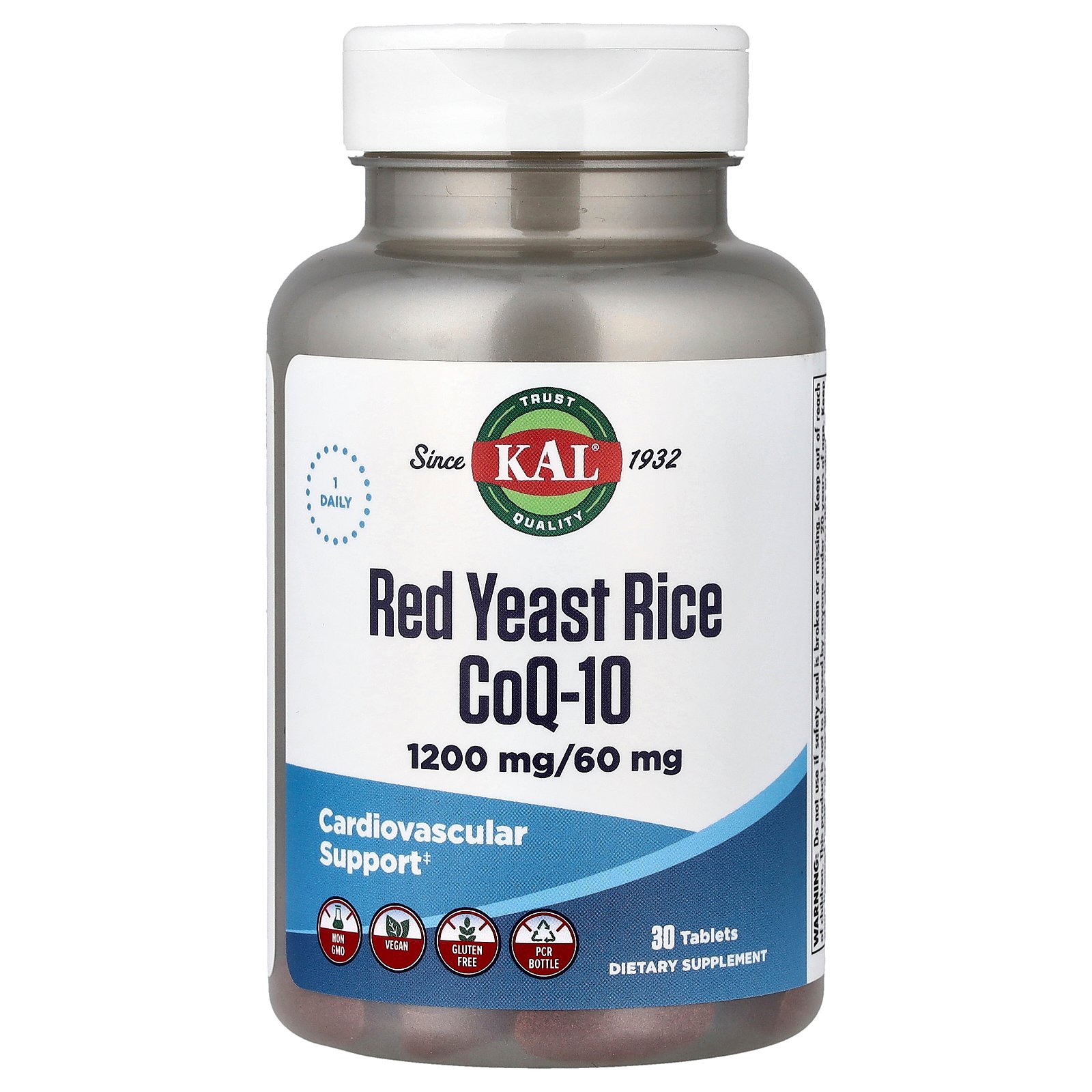 KAL Red Yeast Rice, CoQ-10, 1,200 mg/ 60 mg, 30 Tablets