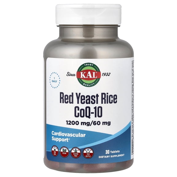 KAL Red Yeast Rice, CoQ-10, 1,200 mg/ 60 mg, 30 Tablets