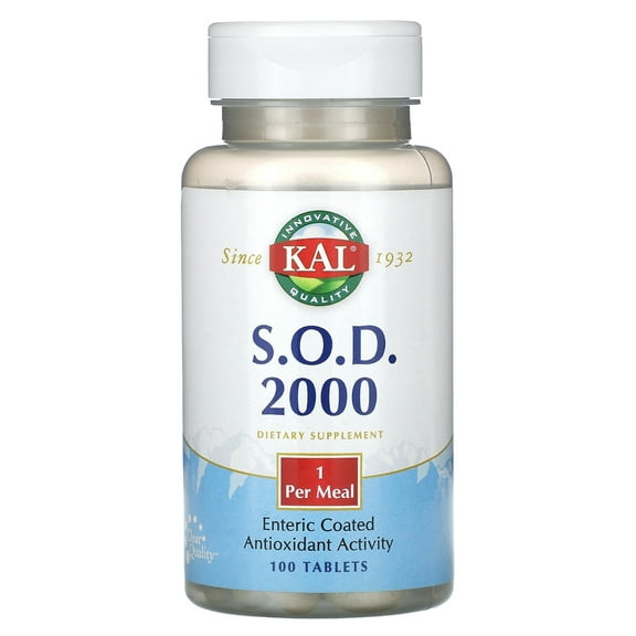 KAL S.O.D. 2000 | Superoxide Dismutase | Antioxidant Activity | Enteric Coated for Maximum Assimilation | Lab Verified | 100 Tablets