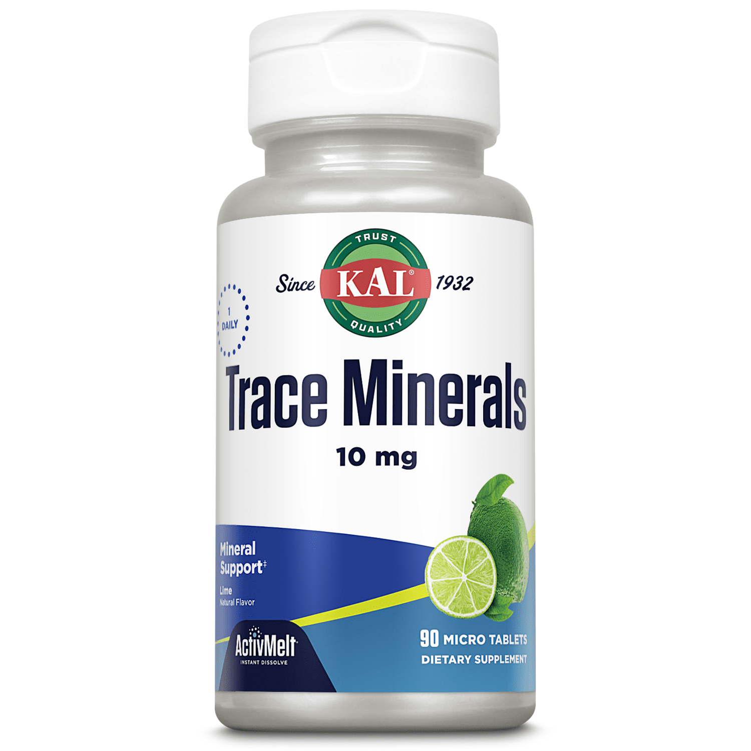 KAL Trace Minerals, 10 mg Mineral Supplements, Natural Lime Flavor