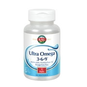 KAL Ultra Omega 3-6-9 1200mg | Fish Oil w/ Cold Pressed Flaxseed & Borage Oil | Skin, Hair, Heart, Memory | 50 Softgels