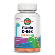 KAL Vitamin C-Rex Kids’ Gummies, Vitamin C Gummies for Kids, Healthy Immune, Bone, Muscle & Skin Support Vitamin C Gummy, Vegan, Gluten Free, 60 Day Money Back Guarantee, 30 Servings, 60 Gummies