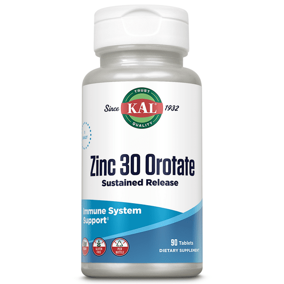 KAL Zinc Orotate Sustained Release 30mg | Healthy Protein Synthesis, Growth, Energy & Metabolism Support | 90 Tablets