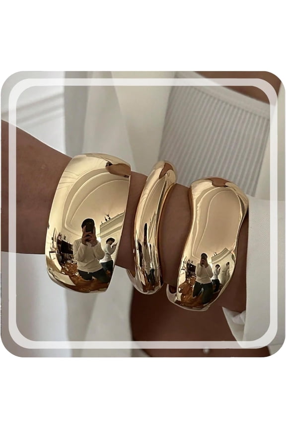 1-3Pcs Chunky Bangle Bracelet For Women Trendy Wide Hinged Cuff Open Bracelet Gold Stackable Bracelets Jewelry for Women