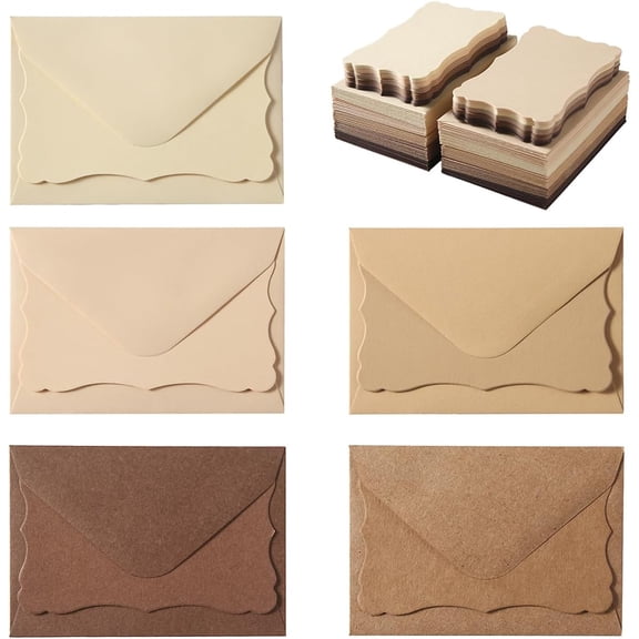 KALAKALA 100 Pack Mini Envelopes with Note Cards in 5 Colors for Wedding, Birthday, Baby Showers, 4 x 2.7 Inches (Pink)