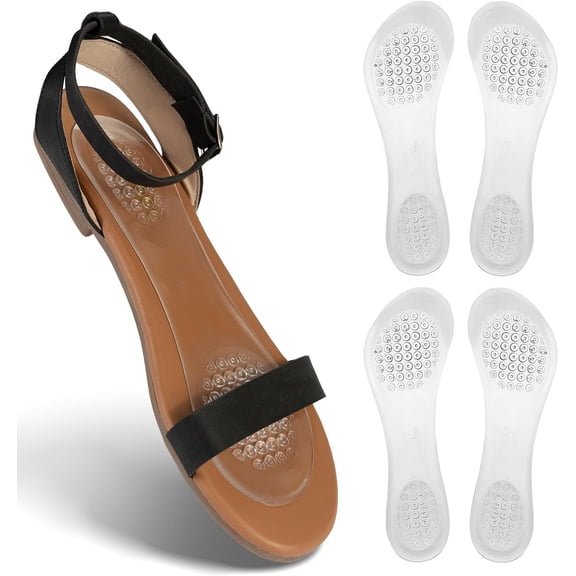 KALAKALA 2 Pairs Gel High Heel Inserts Women, Adhesive Cushioning Insoles for Sandals Flats Dress Shoes, 3/4 Length Invisible Insoles Prevent Slipping, 7.5-10 Size