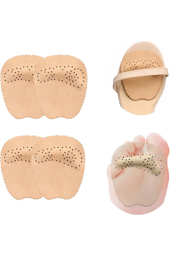 2 Pairs Leather Forefoot Rest Heel Cushion Inserts Ball of Foot Cushion Pads Anti-Shoes Pads Sole Protectors Adhesive Shoe Sole Protectors Half Foot Pads (2 Thick)