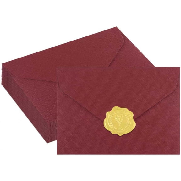 KALAKALA 20 Pack 4x6 White Linen Envelopes with Gold Wax Seals - Handmade Look A6 Vintage Envelopes & Self-Adhesive Seal Stickers for Greeting Cards, love letter, Wedding, Party Invitation
