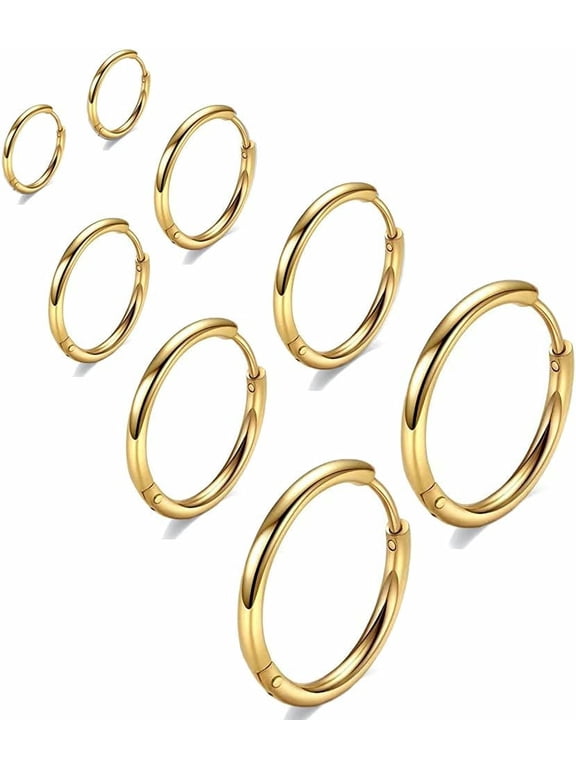 316L Surgical Stainless Steel Huggie Hoop Earrings 6mm 8mm 10mm 11mm 12mm 14mm Hypoallergenic Earrings Hoop Cartilage Helix Lobes Hinged Sleeper Earrings For Men Women