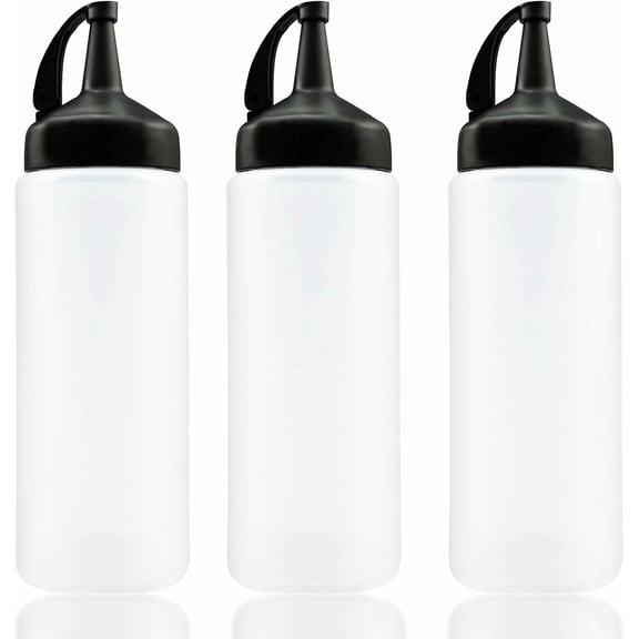 KALAKALA 3PACK Plastic Squeeze Bottles, 6 oz Plastic Condiment Bottles With Leak-Proof Cap, Ketchup Squeeze Bottle For Kitchen Use