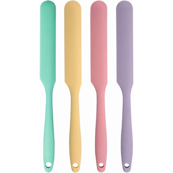 KALAKALA 4 Pcs Jar Spatula Set - Long Handle Sourdough Scraper, Skinny Spatula for Jars, Bottles, and Containers, Non-Stick Heat Resistant Cake Cream Spatulas