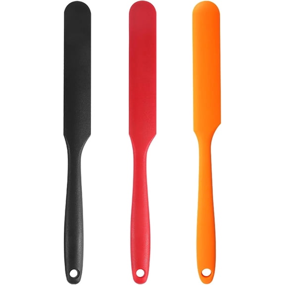 KALAKALA 【5 Pack】Silicone Jar Spatula, Long Handle Jar Scraper Spurtle, Sourdough Spatula, Non-Stick Heat Resistant Cake Cream Spatulas Set, Small Spatulas for Kitchen Use