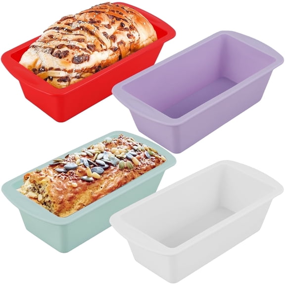 KALAKALA 8Pcs Mini Silicone Bread Loaf Pan Non Stick Heat Resistant Silicone Baking Pan Bread Toast Mold Silicone Baking Mold Rectangular Loaf Tin for Kitchen Cake Bread(5.63”x2.48”x2.17”)