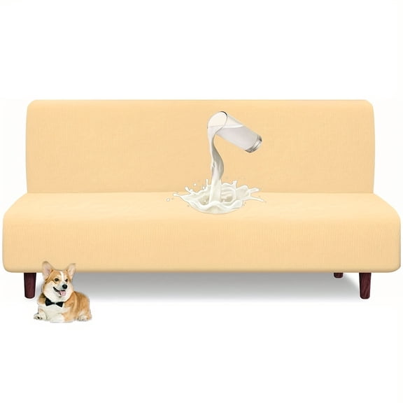 KALAKALA Armless Futon Cover Stretch Sofa Bed Slipcover Protector Elastic High Stretch Waterproof Jacquard Fabric Futon Cover