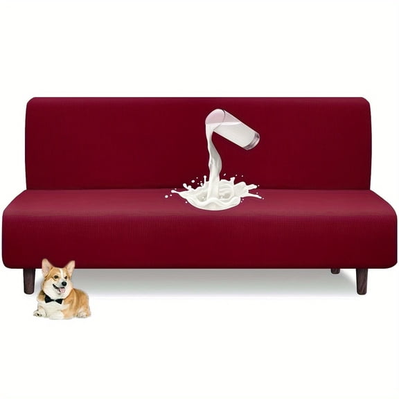KALAKALA Armless Futon Cover Stretch Sofa Bed Slipcover Protector Elastic High Stretch Waterproof Jacquard Fabric Futon Cover