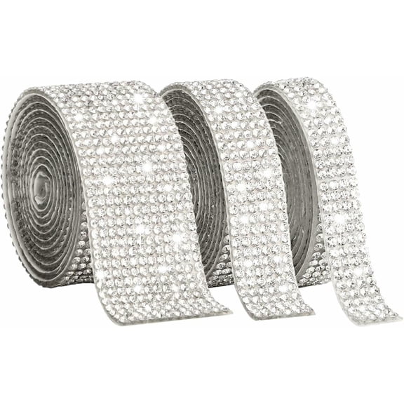 KALAKALA Bedazzling Diamond Strips, Multi-Width Rhinestones Ribbon Self Adhesive Arts Crafts Sticker Tape for DIY, Phone Decoration, Vases, Wedding Party, Home Decor, 3 Rolls, Pink