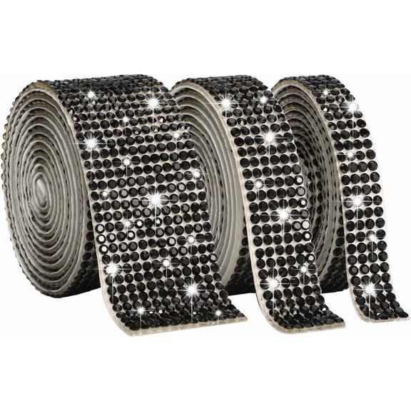 KALAKALA Bedazzling Diamond Strips, Multi-Width Rhinestones Ribbon Self Adhesive Arts Crafts Sticker Tape for DIY, Phone Decoration, Vases, Wedding Party, Home Decor, 3 Rolls, Pink