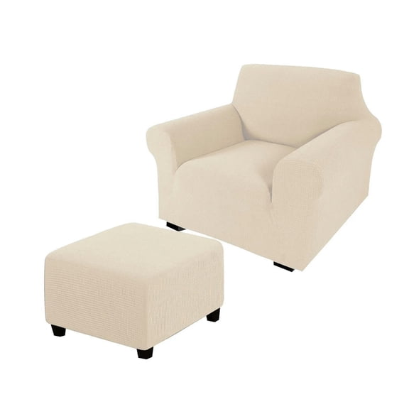 KALAKALA Chair Slipcover with Ottoman Cover, Stretch Sofa Cover with Ottoman Slipcovers Removable Washable Armchair Covers Non Slip Furniture Protector