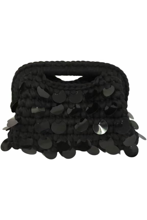 Crochet Sequin Handwoven Crossbody Bag Women Cloud Boho Summer Beach Purse Travel Shoulder Bags Evening Clutch Purses