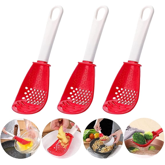 KALAKALA Cupid's Arrow 6in1 Multifunctional Kitchen Cooking Spoon - Egg Yolk Separator, Grater, Masher, Colander, Skimmer, Scoop - Heat Resistant, Plastic, 8.86 x 2.75 x 1.79 inches