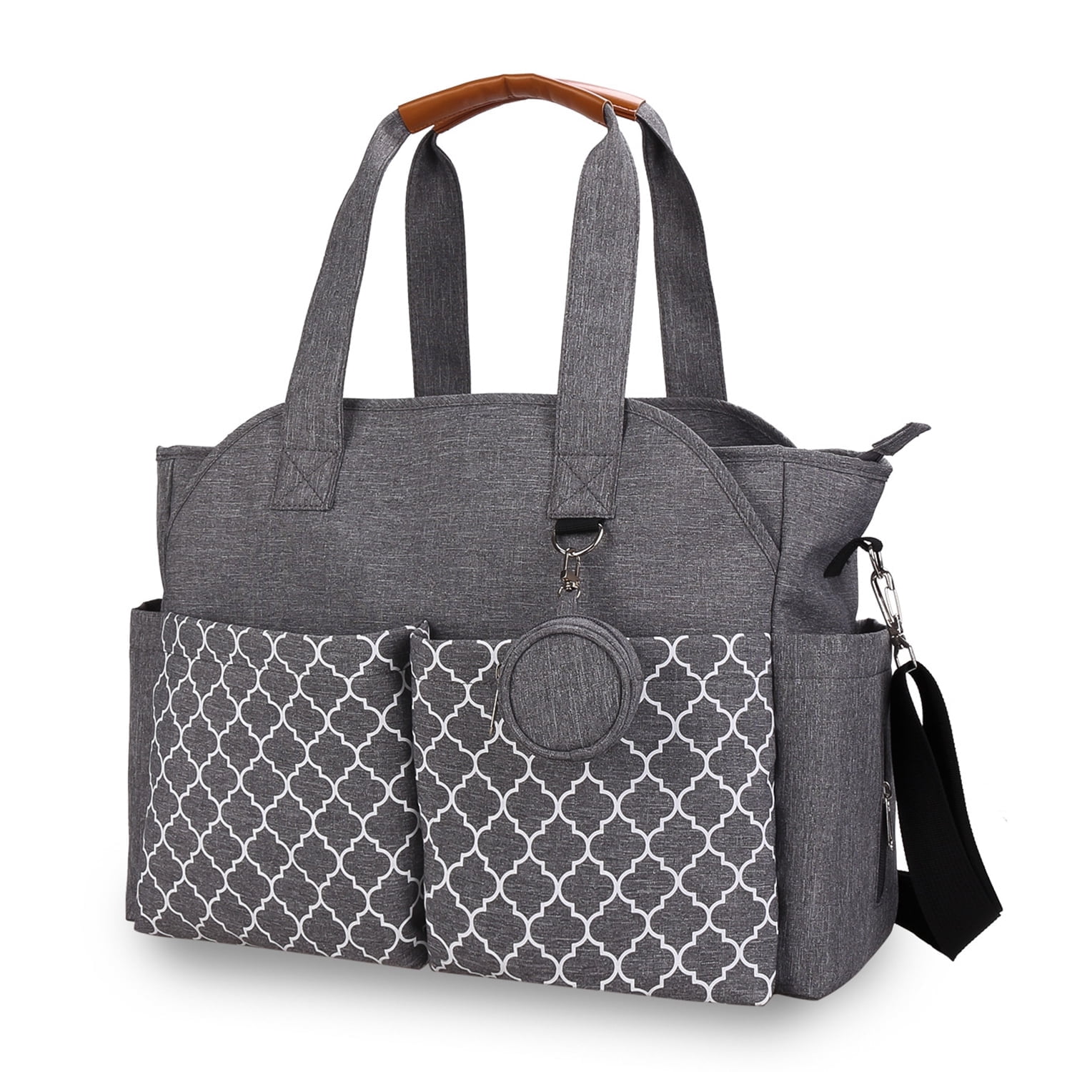 KALAKALA Diaper Bag Tote with Pacifier Holder Travel Diaper Bag with Adjustable Shoulder Strap and Insulated Pockets, Gray