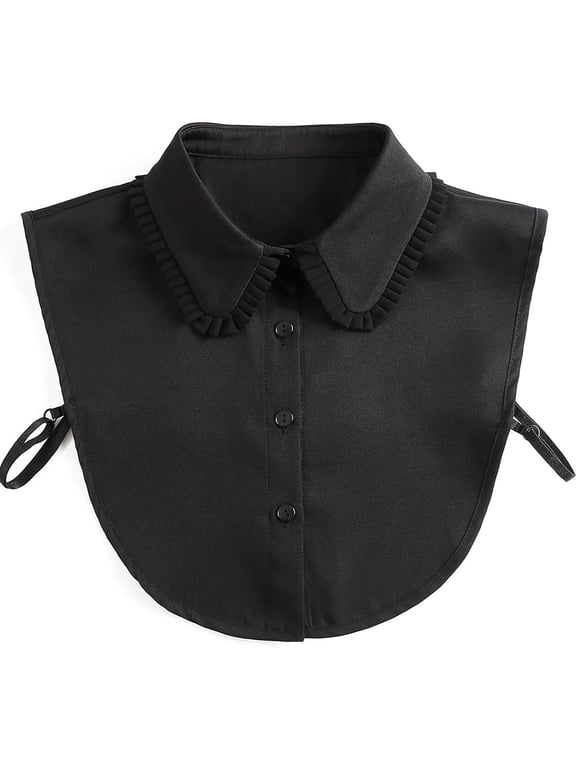 Fake Collar Detachable Dickey Blouse for Women Dickies Half Shirts, Ruffled Faux False Collar Inserts