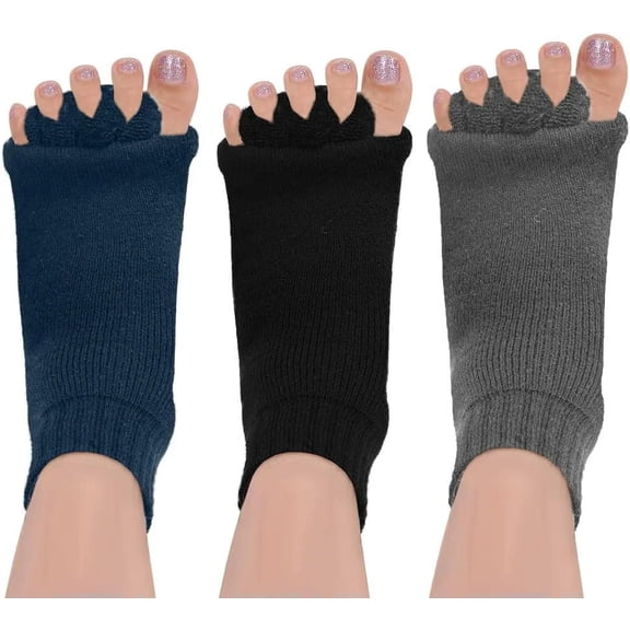 KALAKALA Five Toe Separator Socks for Men Yoga Foot Alignment Socks Massage Toe Spacers Bunion Corrector Cushion 3 Pairs