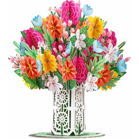 KALAKALA HugePop Mother's Day Pop Up Card, 3D Harmony Flower Bouquet, With Detachable Paper Flower Bouquet, Gift for Mothers Day, Birthday, Graduation, Get Well, Thank You, All Occasion - Jumbo