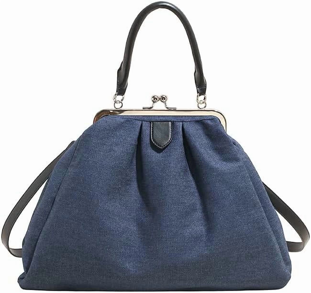 Kiss Lock Tote Bag Kiss Clasp Shoulder Crossbody Purse Large Designer Handbag Backpack deal from Walmart