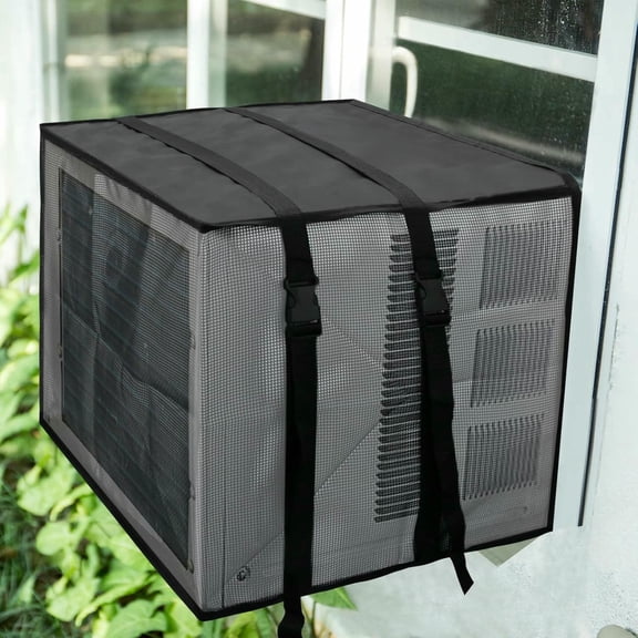 KALAKALA Newest Design Mesh Window Air Conditioner Cover Outdoor, Support Window AC Unit Work Use for Outside Insulation Black Dust-Proof Waterproof Outdoor AC Protection Defender