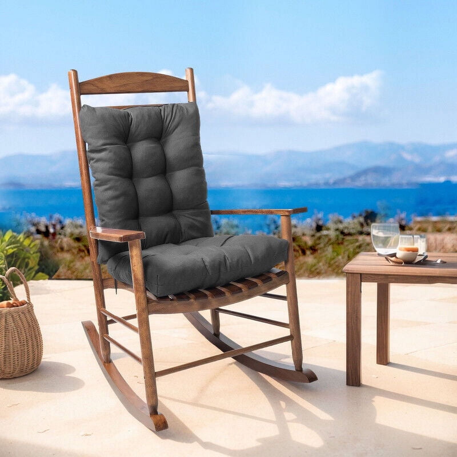 KALAKALA Outdoor Rocking Chair Cushions Pack of 2 Patio Chair Cushion Pad Sets Patio High Back Chair Seat Cushions with Ties for Garden Patio Furniture, Green Leaves