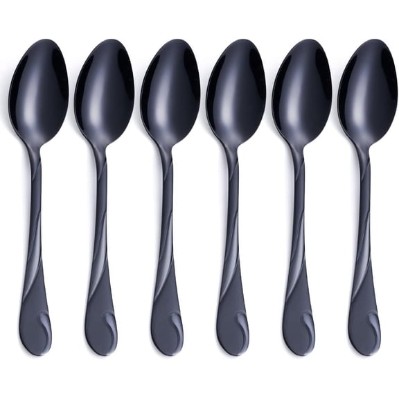 KALAKALA Rainbow Dinner Spoon Set, 7.6-inch Stainless Steel Spoon Silverware, 6-Piece Shiny Rainbow Soup Spoons Table Spoon, Dishwasher Safe, Set of 6