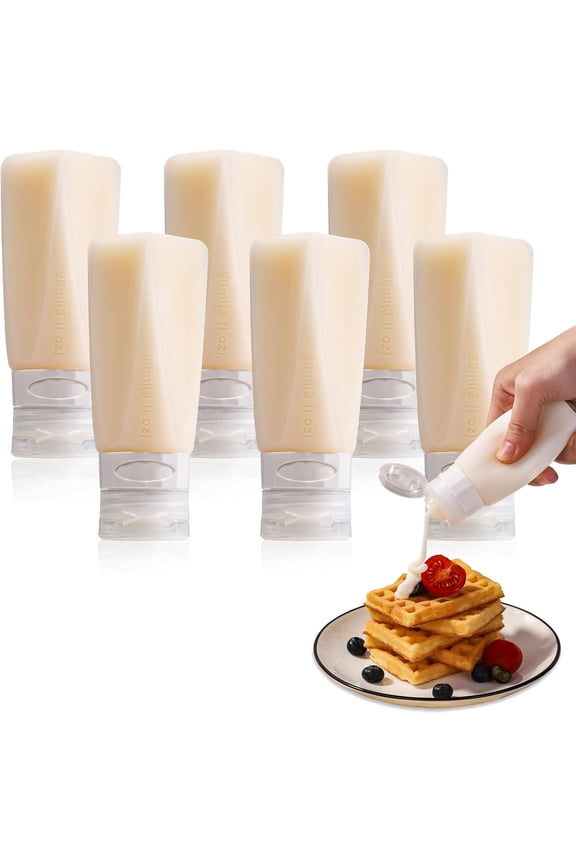 Set of 3 Leak Proof Silicone Travel Bottles Mini Sauce Dispensers Small Portable Salad Dressing Containers to Go for Lunch 3oz Squeeze Condiments Bottles Lunchbox Accessories