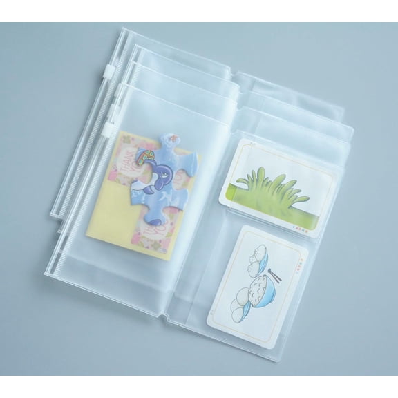 KALAKALA Set of 4 Zipper Pocket Refill Pack Plastic Clear Inserts Pouch for Notebook, Journal, Planners (Passport Size)