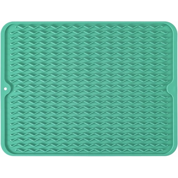 KALAKALA Silicone Dish Drying Mat, Non-Slip Easy Clean Sink Mat Large Heat-resistant Dish Drainer Mat for Kitchen Counter, Sink, Refrigerator or Drawer liner (16" x 12", BLACK)