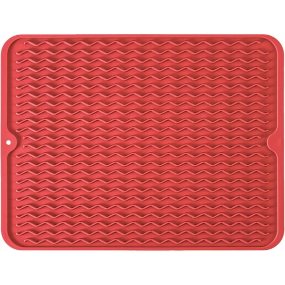 KALAKALA Silicone Dish Drying Mat, Non-Slip Easy Clean Sink Mat Large Heat-resistant Dish Drainer Mat for Kitchen Counter, Sink, Refrigerator or Drawer liner (16" x 12", BLACK)