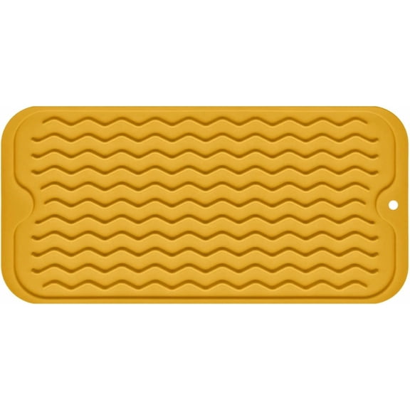 KALAKALA Silicone Dish Drying Mat, Non-Slip Easy Clean Sink Mat Large Heat-resistant Dish Drainer Mat for Kitchen Counter, Sink, Refrigerator or Drawer liner (16" x 12", BLACK)
