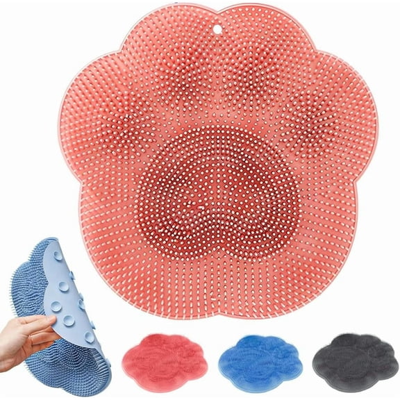 KALAKALA Silicone Shower Foot Scrubber Mat, Foot and Back Scrubber Massage Bath Mat for Shower, Wall Mounted Non-Slip Suction Cups Washer
