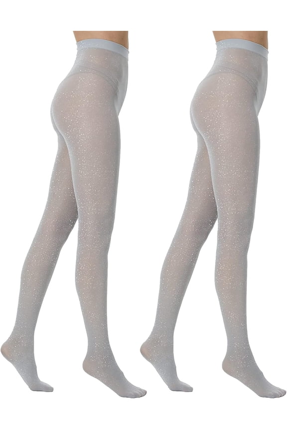 Sparkly Tights for Women, Metallic Shimmer, 50 Denier, Opaque, High Rise (Pack of 2)