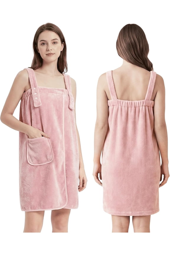 Towel Robe for Women with Straps - Lightweight Absorbent Cozy Bath Wraps for Women After Shower (Including Plus Size)