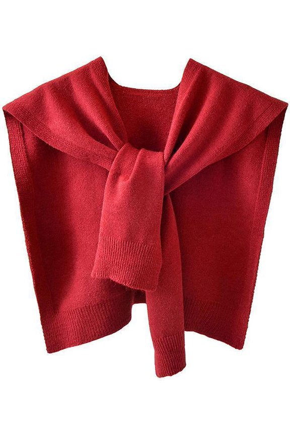 Women's Fashion Sweater Knitted Knotted Shawl Wraps Cape Tops Blouses