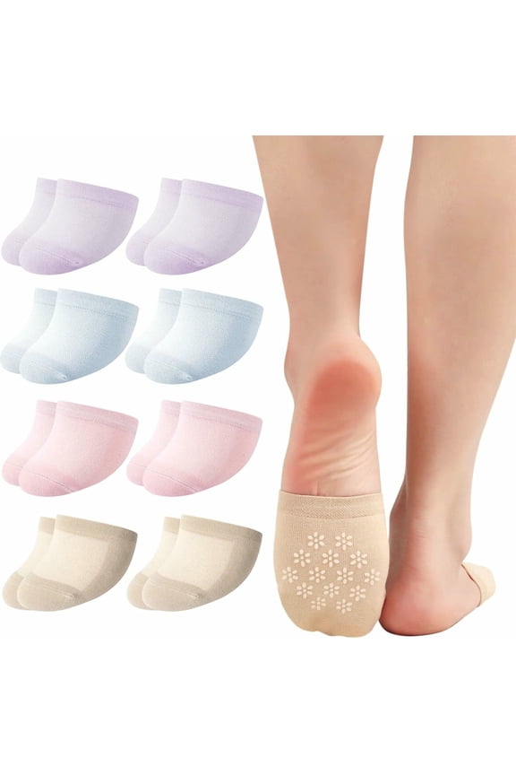 Women's Toe Socks for Mules Half Socks Toe Topper Covers No Show Invisible Non-slip Liners for Clogs Flats 6/8 Pairs