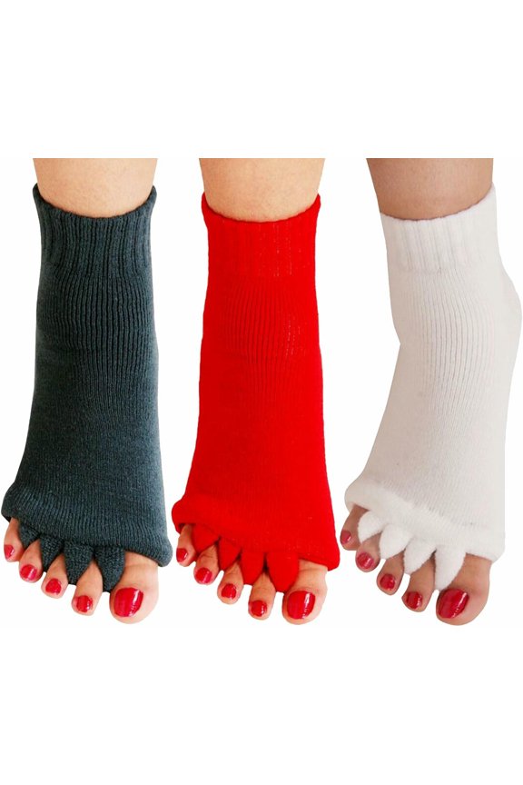 Yoga Sports GYM Five Toe Separator Socks Alignment Pain Health Massage Socks, Prevent Foot Cramps, One Pair