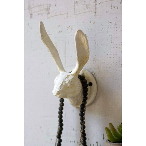 KALALOU CXX2235K CAST Iron Rabbit Wall Hook - Antique White (MIN 2)