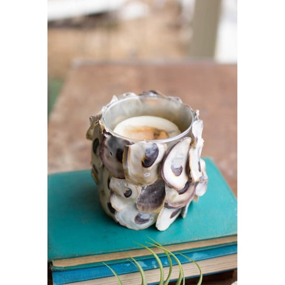 KALALOU PGT1003K Oyster Shell Round Candle Holder (MIN 4)