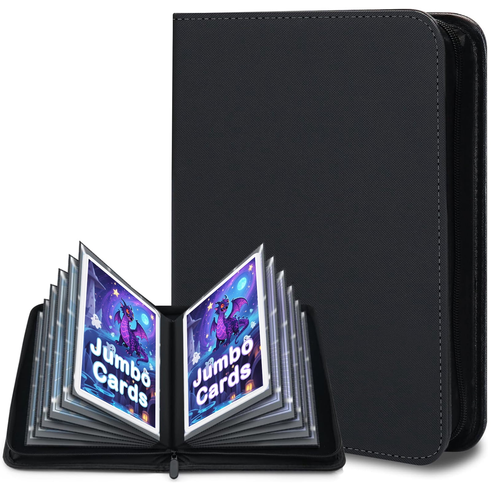 KALCINTY Jumbo Card Binder, PU Leather Ringless Card Collection Binder with 60 Pockets, 5.9'' x 8.4''Card Holders Storage Album for Game Card