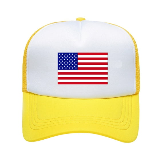 KALE 4th of July Patriotic American Flag Baseball Cap Heritage Yellow