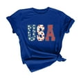 thumbnail image 1 of KALE 4th of July Short Sleeve Shirts for Women American Flag Patriotic 2D Independence Day Print Casual Sports T Shirt Y2K Clothes Blue XL, 1 of 7